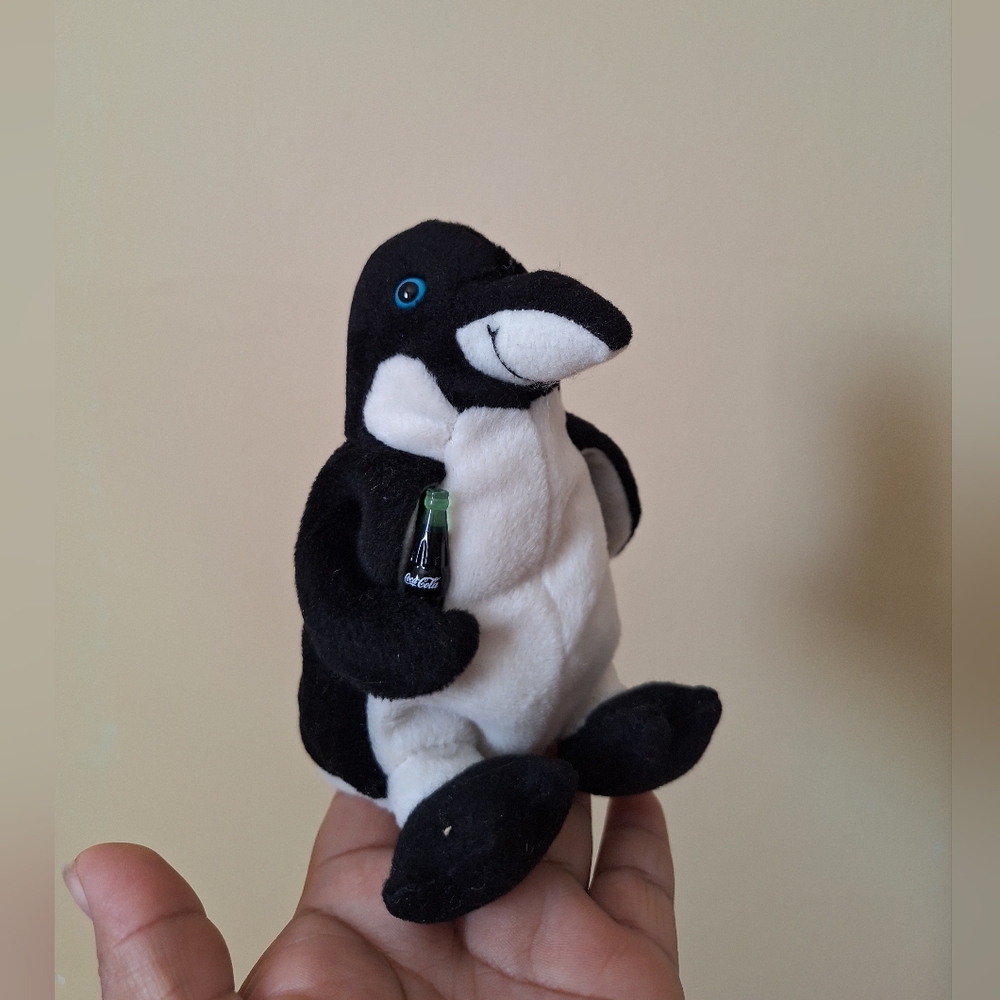 1999 COCA-COLA Collectible  Bean Bag Arctic Penguin /Coke Bottle Plush